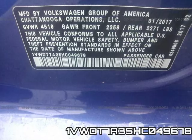 1VWDT7A35HC049678 фото 10