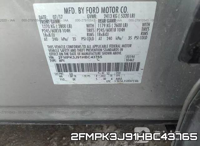 2FMPK3J91HBC43765 фото 10