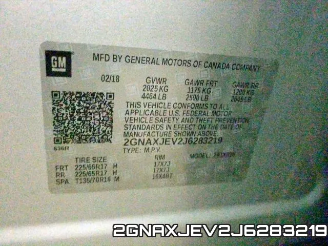 2GNAXJEV2J6283219 фото 2
