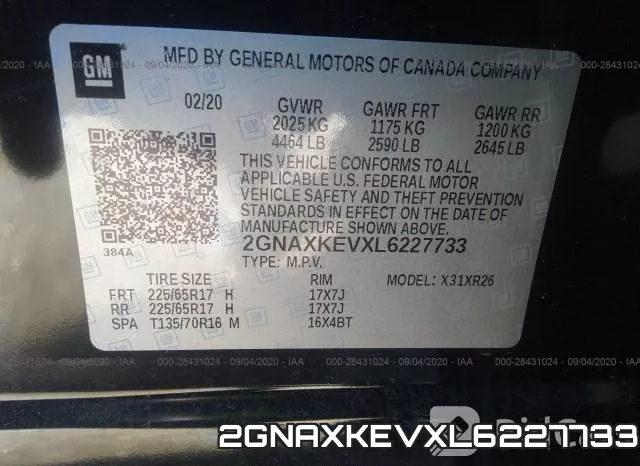 2GNAXKEVXL6227733 фото 10