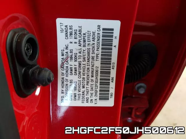 2HGFC2F50JH500612 фото 2