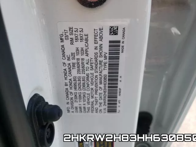 2HKRW2H83HH630850 фото 2