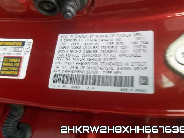 2HKRW2H8XHH667636 фото 2