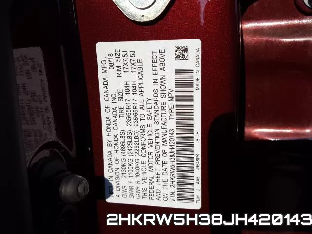 2HKRW5H38JH420143 фото 2
