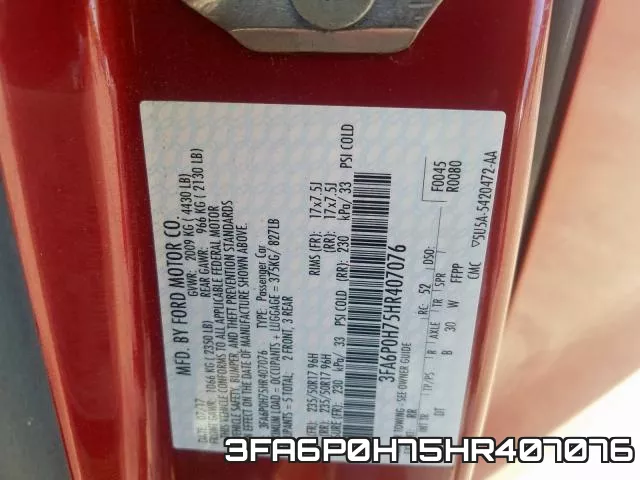 3FA6P0H75HR407076 фото 2