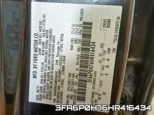 3FA6P0H76HR416434 фото 2