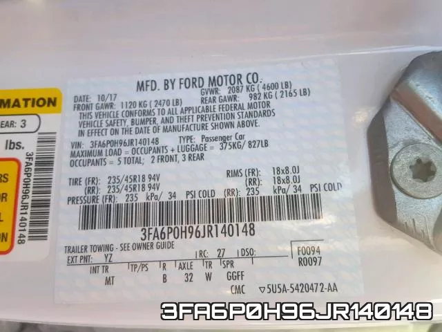 3FA6P0H96JR140148 фото 2