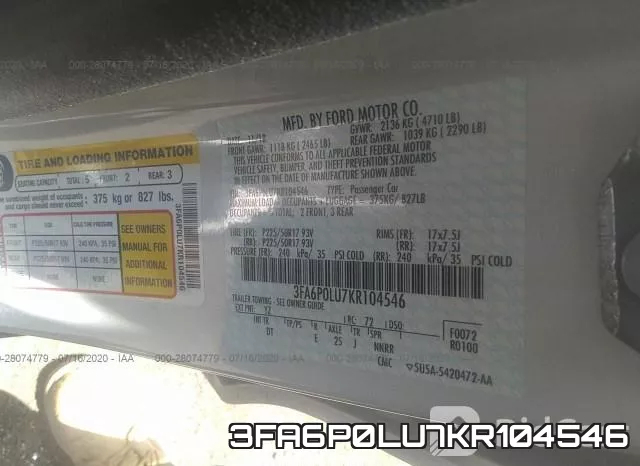 3FA6P0LU7KR104546 фото 10