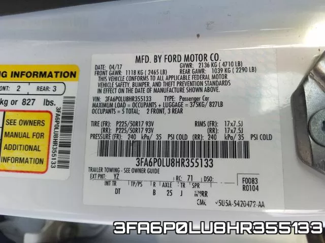 3FA6P0LU8HR355133 фото 2
