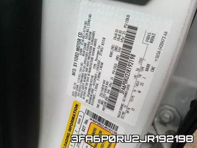 3FA6P0RU2JR192198 фото 2