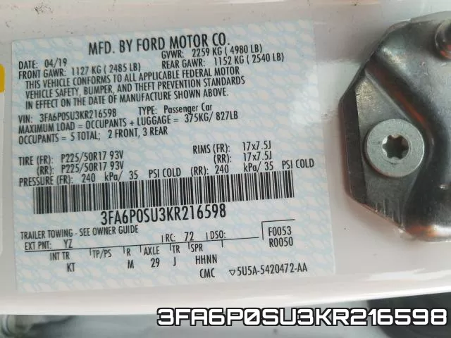 3FA6P0SU3KR216598 фото 2