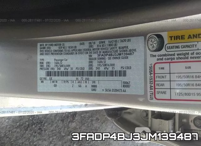 3FADP4BJ3JM139487 фото 10