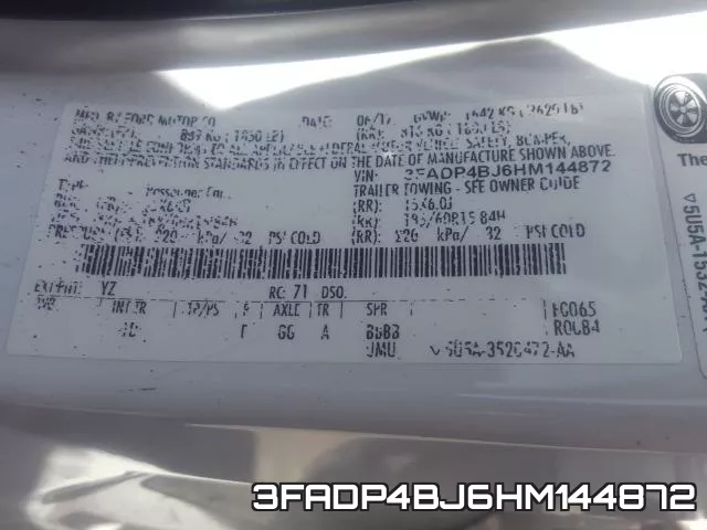 3FADP4BJ6HM144872 фото 2