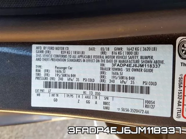 3FADP4EJ6JM118337 фото 2