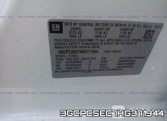 3GCPCSEC7HG371944 фото 9