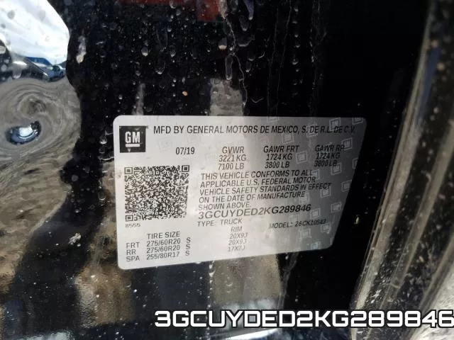 3GCUYDED2KG289846 фото 2