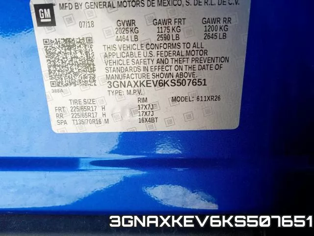 3GNAXKEV6KS507651 фото 2