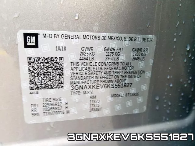 3GNAXKEV6KS551827 фото 2
