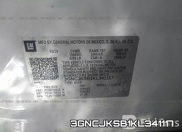 3GNCJKSB1KL341117 фото 10