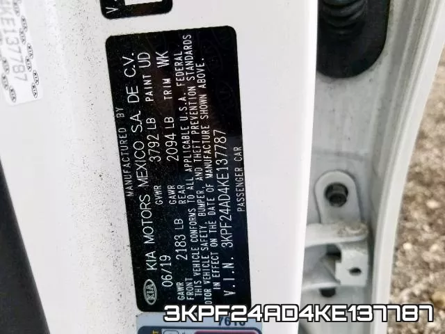 3KPF24AD4KE137787 фото 2