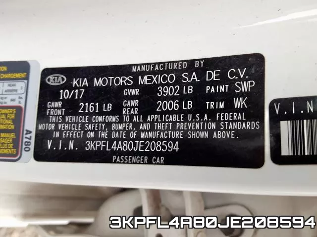 3KPFL4A80JE208594 фото 2
