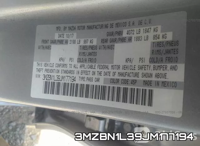 3MZBN1L39JM177194 фото 10