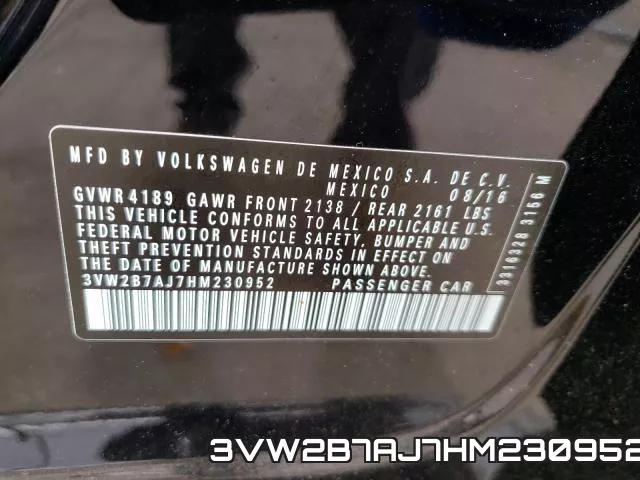 3VW2B7AJ7HM230952 фото 2