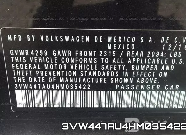 3VW447AU4HM035422 фото 10