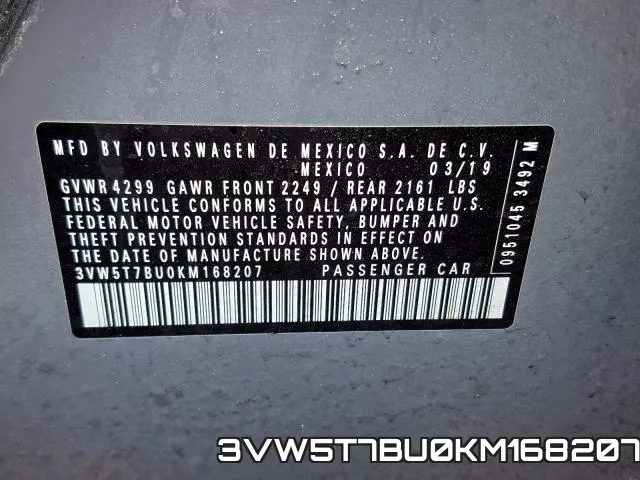 3VW5T7BU0KM168207 фото 2