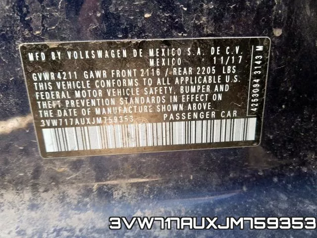 3VW717AUXJM759353 фото 2