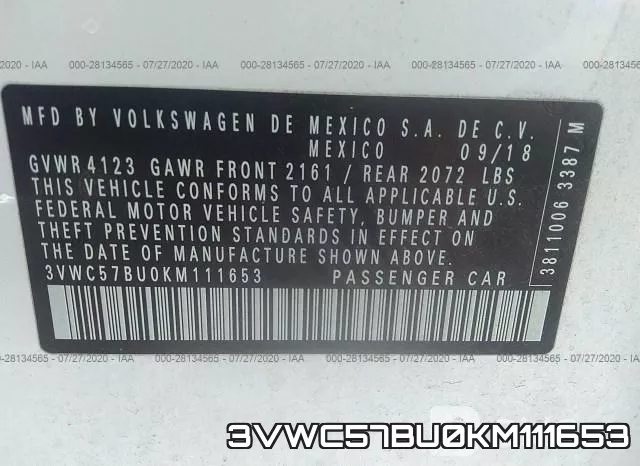 3VWC57BU0KM111653 фото 10