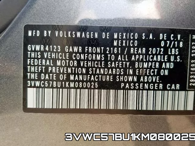 3VWC57BU1KM080025 фото 2