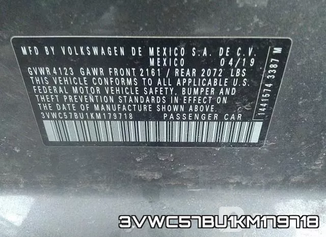 3VWC57BU1KM179718 фото 10
