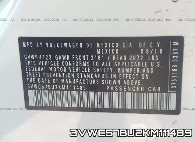 3VWC57BU2KM111489 фото 10