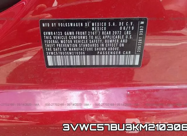 3VWC57BU3KM210306 фото 10
