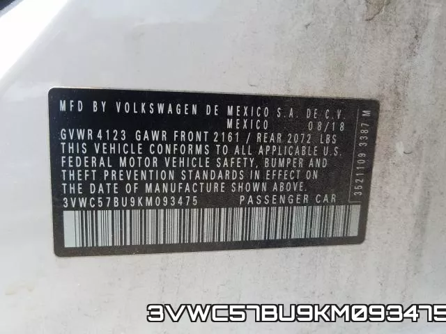 3VWC57BU9KM093475 фото 2