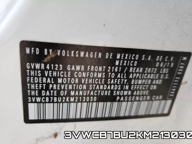 3VWCB7BU2KM213030 фото 2