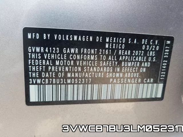 3VWCB7BU3LM052317 фото 2