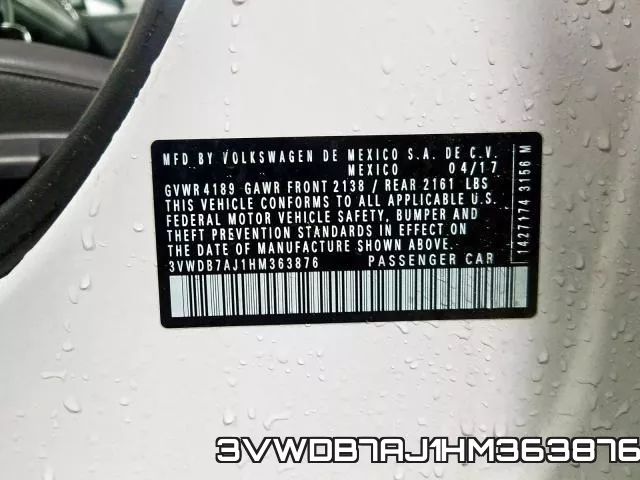 3VWDB7AJ1HM363876 фото 2