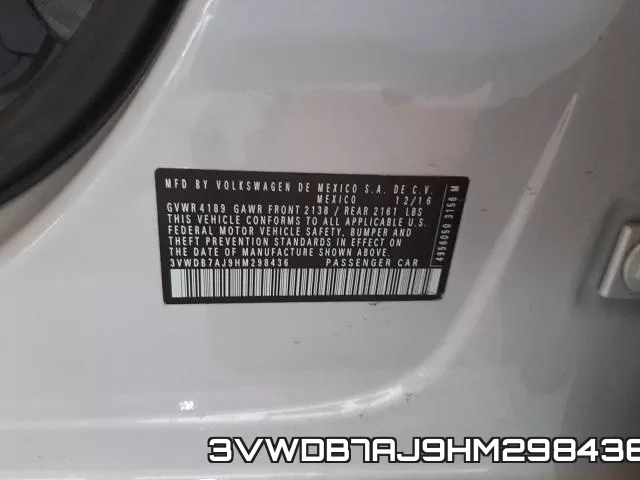 3VWDB7AJ9HM298436 фото 2