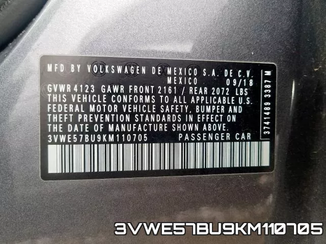 3VWE57BU9KM110705 фото 2