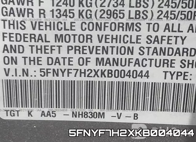 5FNYF7H2XKB004044 фото 10