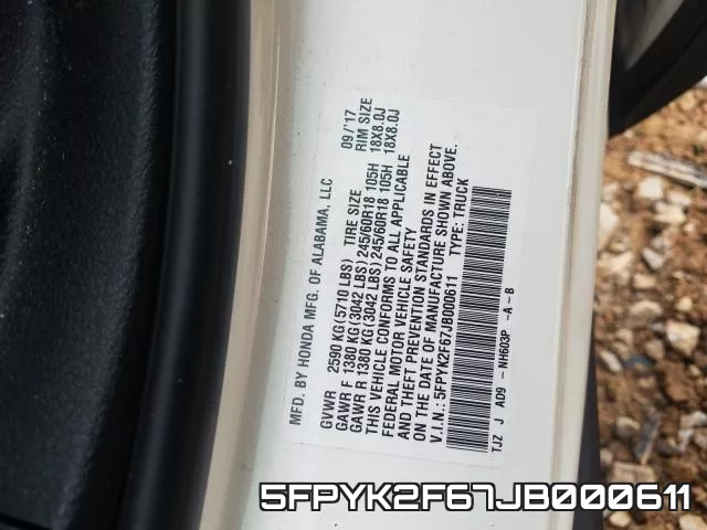 5FPYK2F67JB000611 фото 2