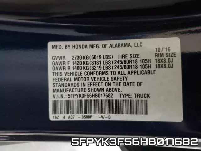 5FPYK3F56HB017682 фото 2