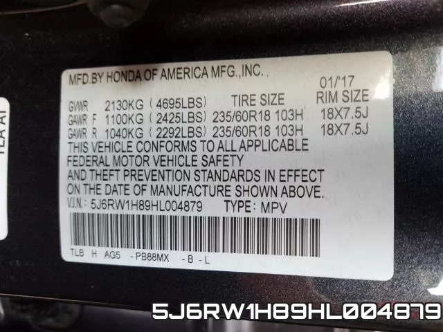 5J6RW1H89HL004879 фото 2