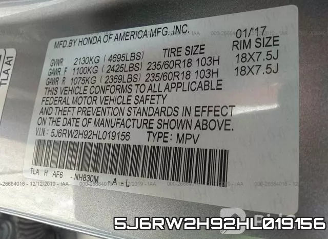 5J6RW2H92HL019156 фото 10