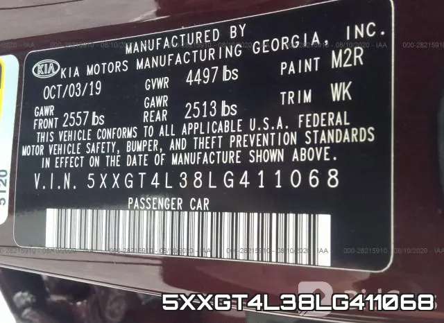 5XXGT4L38LG411068 фото 10