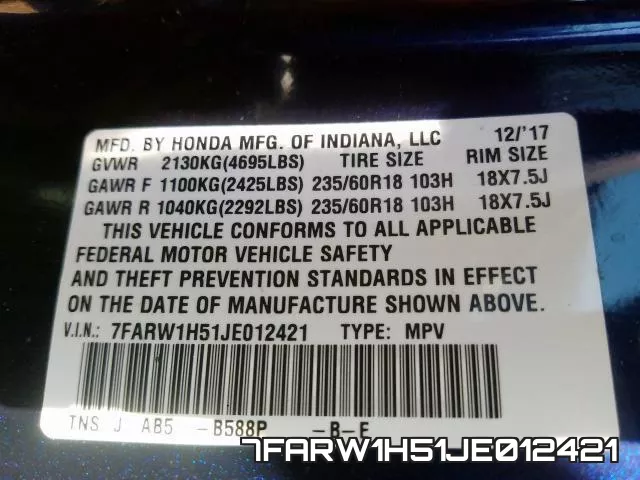 7FARW1H51JE012421 фото 2