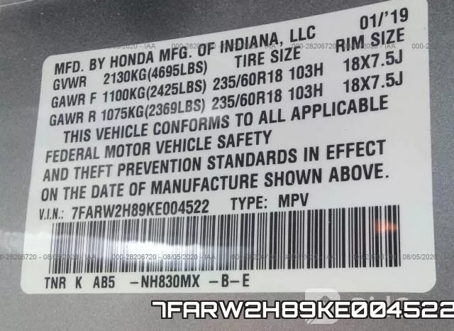 7FARW2H89KE004522 фото 10