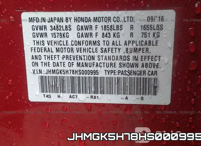 JHMGK5H78HS000995 фото 10